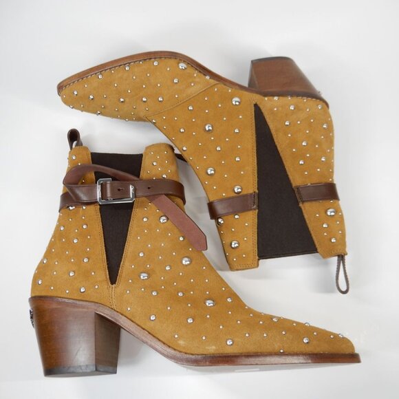 ZADIG & VOLTAIRE Tyler Cecilia Dream Stud Boots EU 41 11 Folk Suede Western NEW - Picture 11 of 15